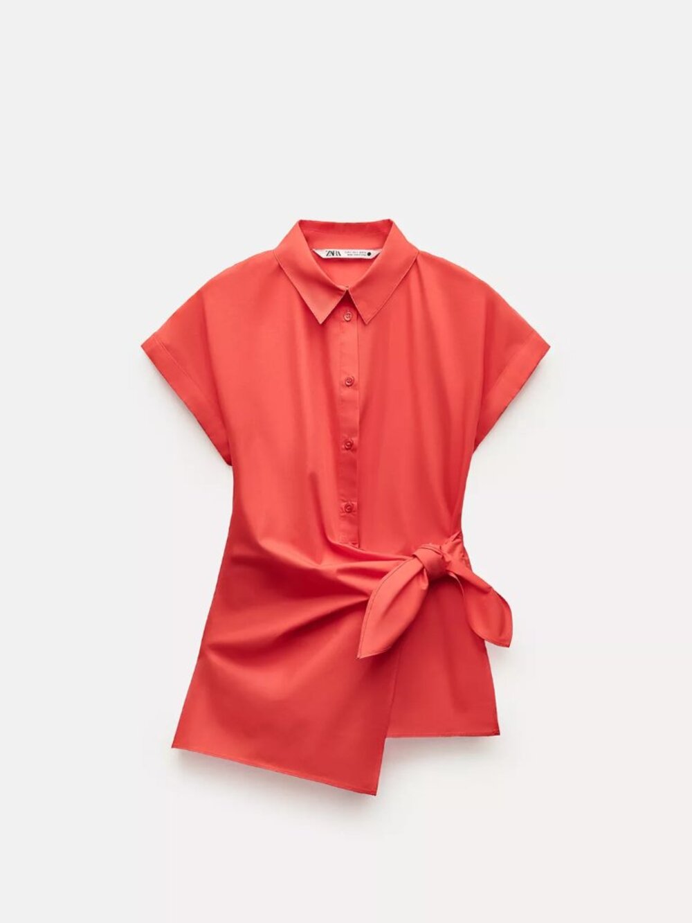 Poplin twist tie front shirt - zara